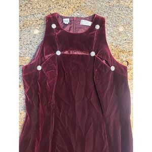 Vtg Niteline Della Roufogali Burgundy Velvet Maxi‎ Dress Rhinestone Formal 10